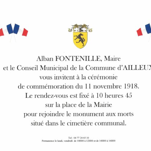 Commémoration du 11 novembre 1918 à Ailleux