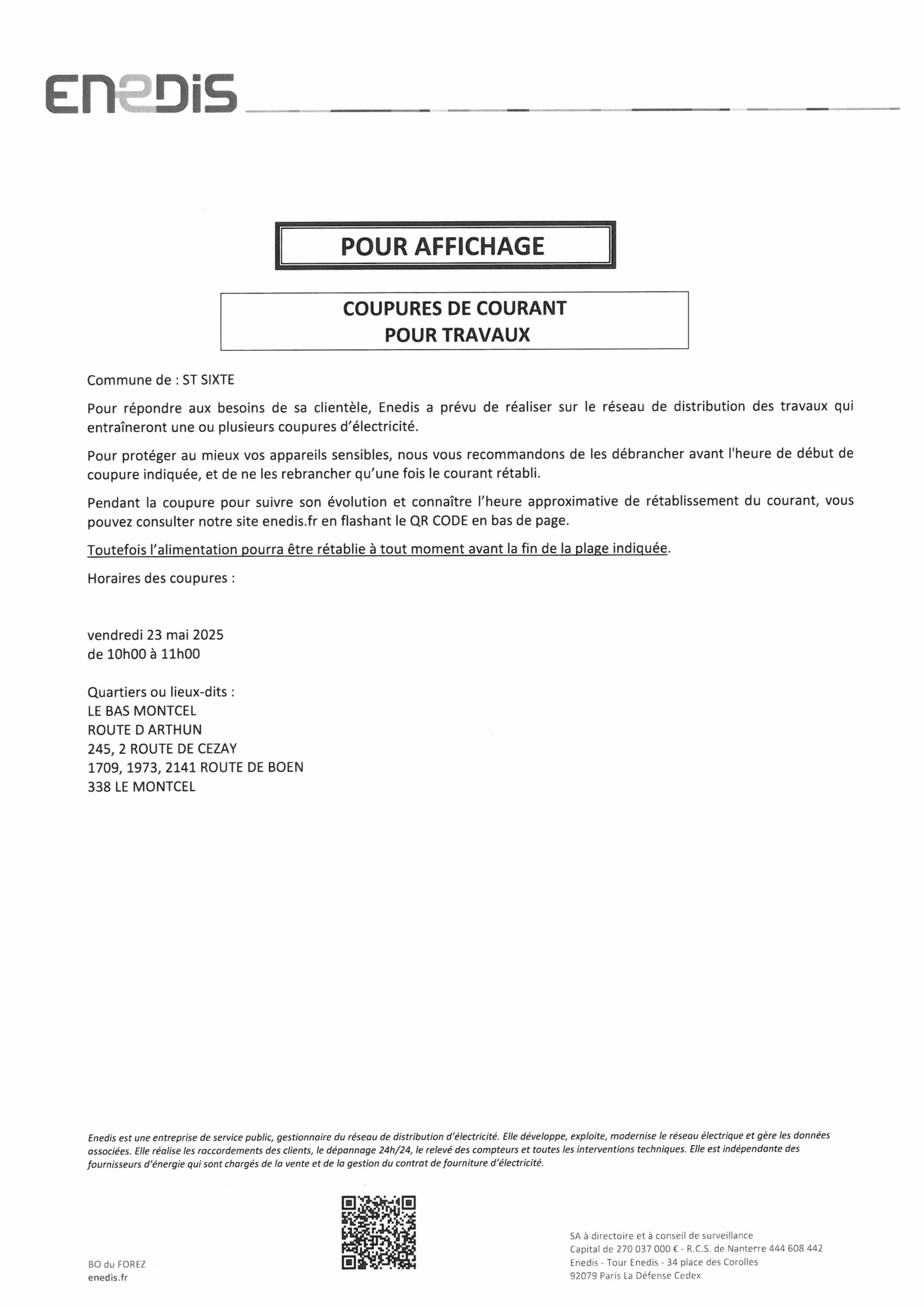 Coupures courant 23 mai 2025