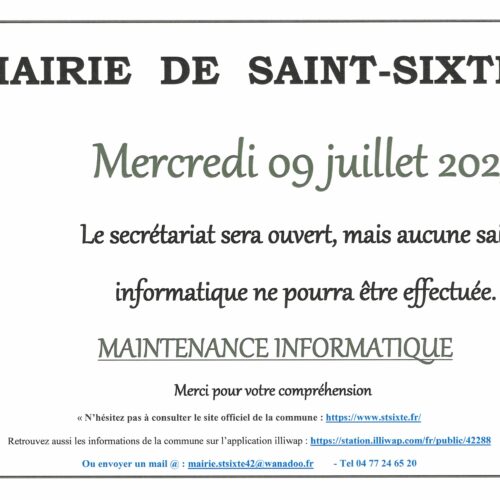Permanence du 09 juillet – en maintenance informatique