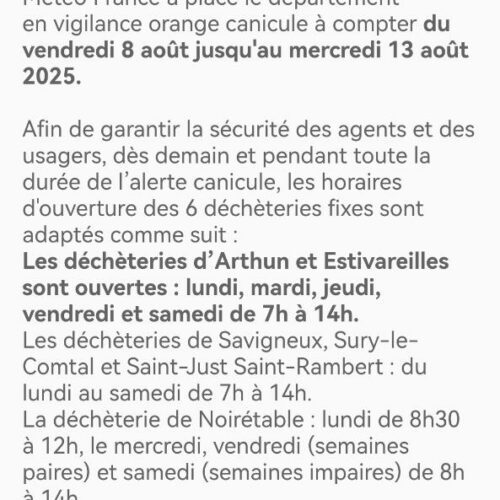 Canicule, modification horaires des déchèteries
