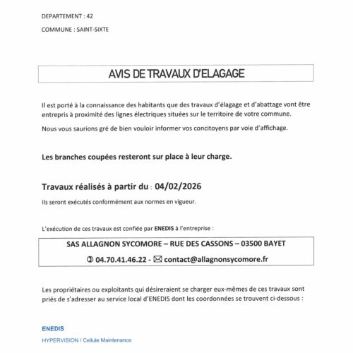 Travaux d&rsquo;élagage 04/02/2026