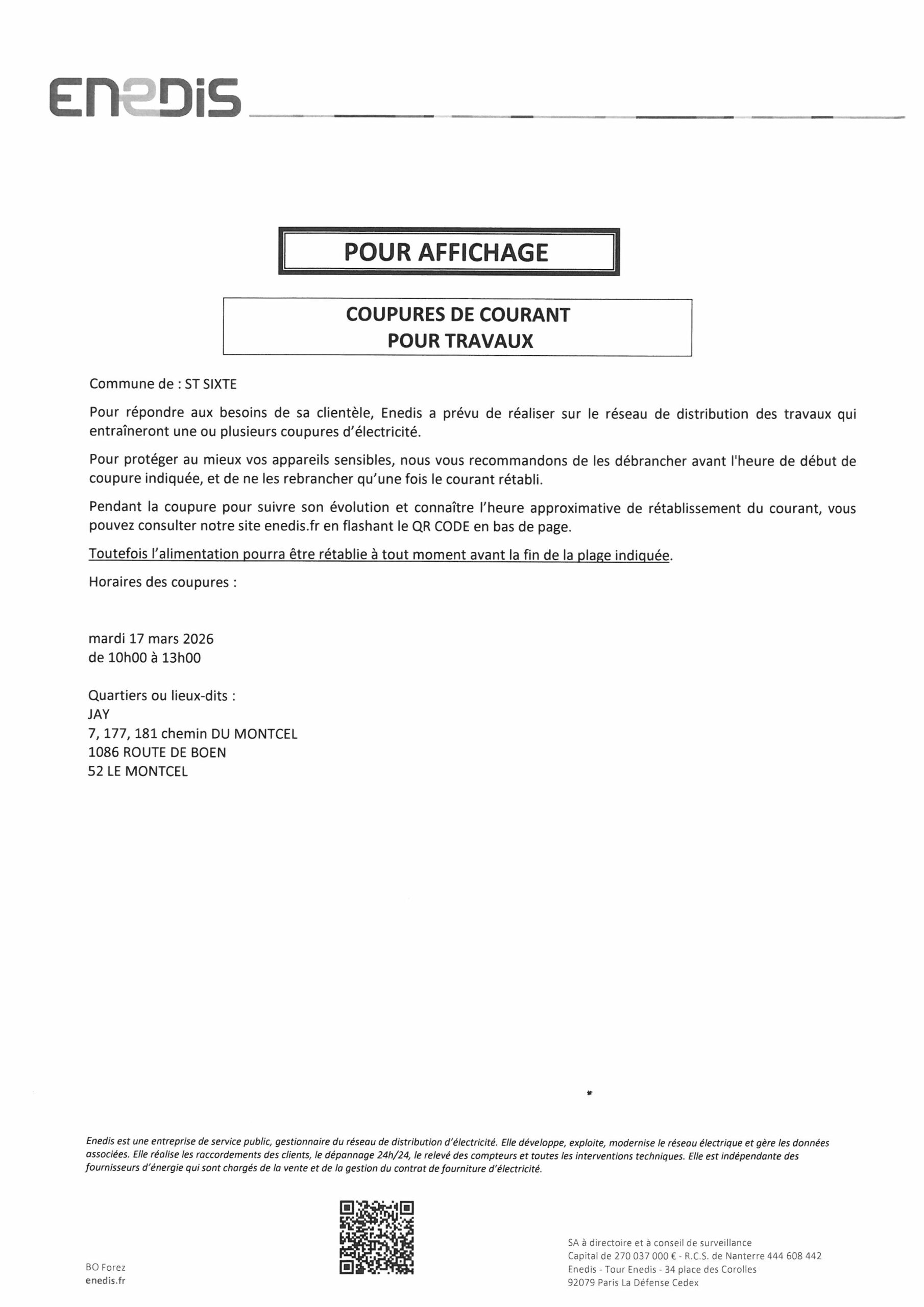 Coupure courant 17-03-2026