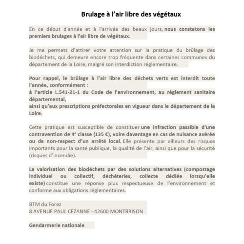 Brulage à l&rsquo;air libre des végétaux